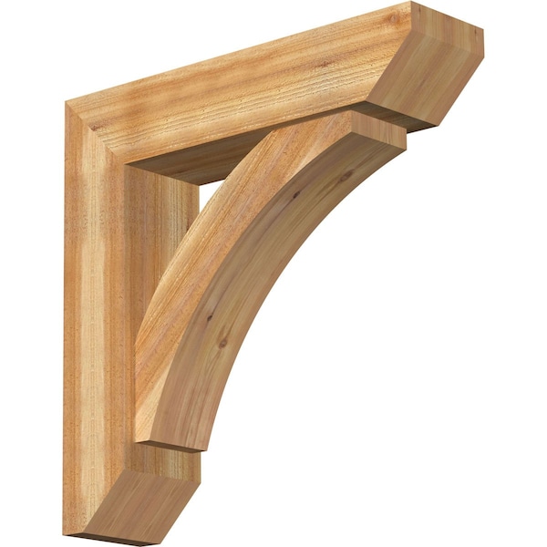 Ekena Millwork Thorton Slat Rough Sawn Bracket w/ Offset Brace, Western Red Cedar, 8"W x 32"D x 32"H BKT0806X32X32THR06RWR - main